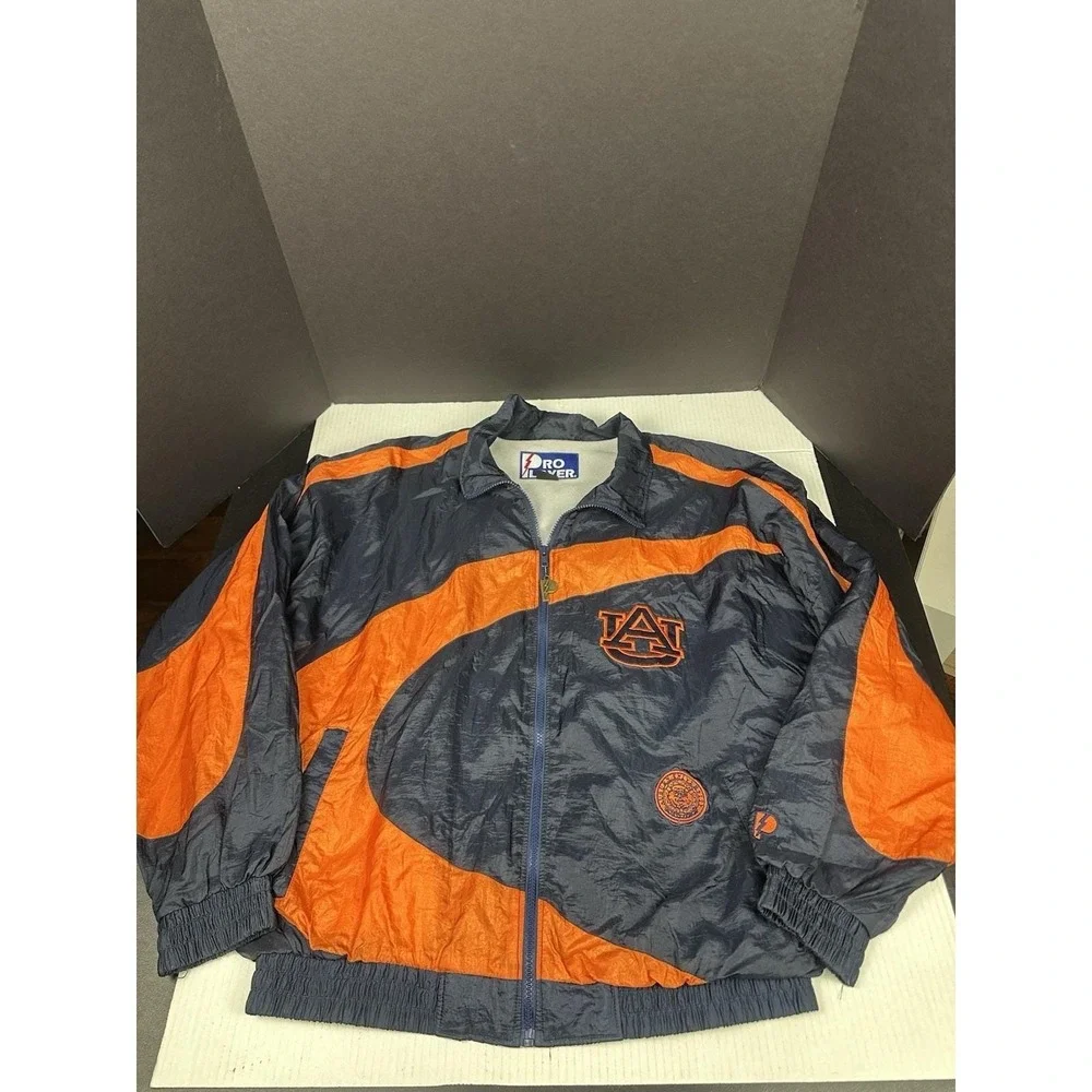 Vintage Auburn Tigers Pro Player Swirl Colorblock Windbreaker Jacket Medium